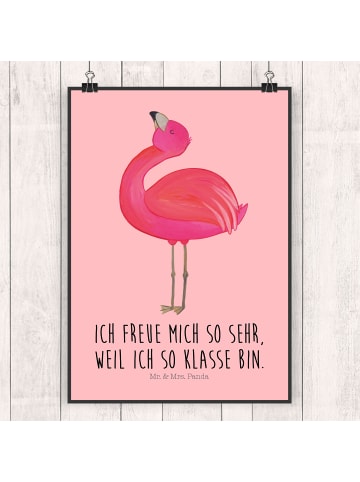 Mr. & Mrs. Panda Bild Flamingo Stolz mit Spruch in Rot Pastell