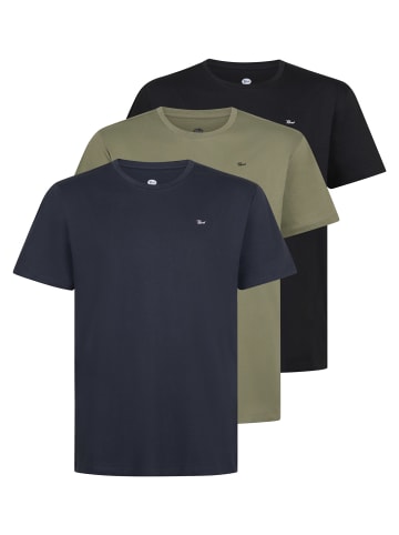 Petrol Industries Plus Size 3er-Pack T-Shirts Journey in Blau
