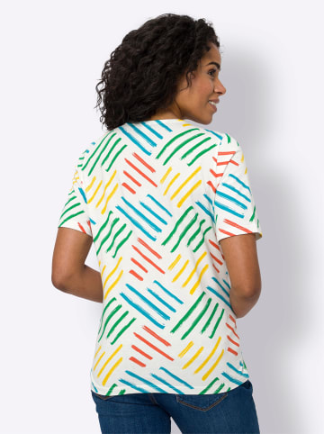 Sieh an! Kurzarm-Shirt in ecru-türkis-bedruckt