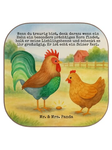 Mr. & Mrs. Panda Untersetzer für Gläser Hahn Korn Design mit Spruch in Weiß