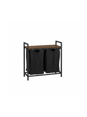 relaxdays Wäschesammler in Braun/ Schwarz - (B)73 x (H)72 x (T)33 cm