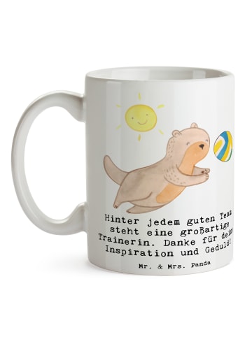 Mr. & Mrs. Panda Keramikbecher Volleyball Trainerin mit Spruch in Weiß