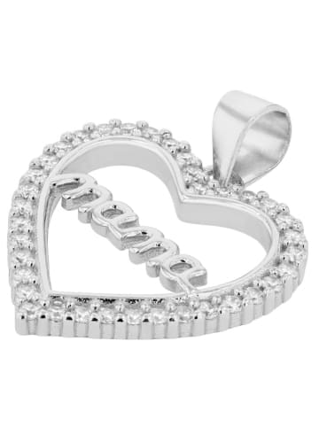 Adeliás Damen Anhänger Herz aus 925 Silber mit Zirkonia in silber