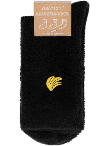 normani 2 Paar Kuschelsocken mit Stickerei in Schwarz