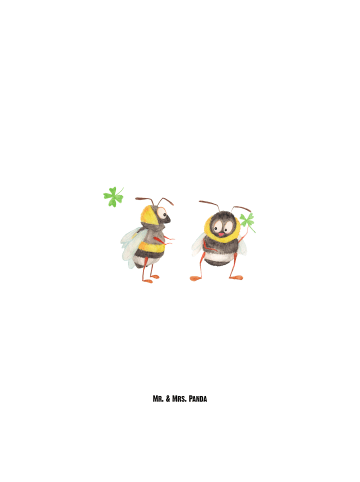 Mr. & Mrs. Panda thermos trinkflasche Hummeln Kleeblatt ohne Spruch in Weiß