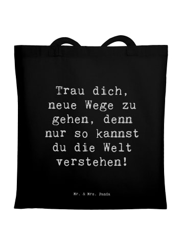 Mr. & Mrs. Panda Tote Bag Spruch Unbekannte Orte erkunden mit Sp... in Schwarz