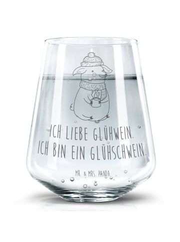 Mr. & Mrs. Panda Trinkglas Schwein Glühwein mit Spruch in Transparent