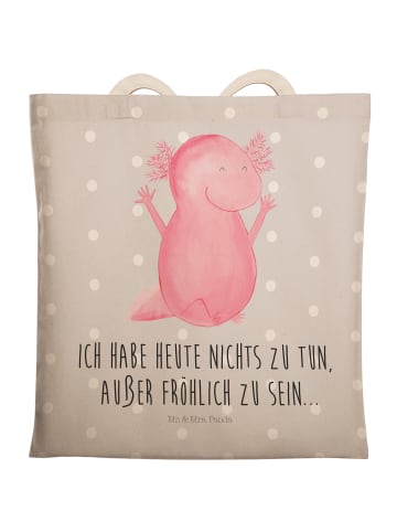 Mr. & Mrs. Panda Tasche Axolotl Hurra mit Spruch in Grau Pastell