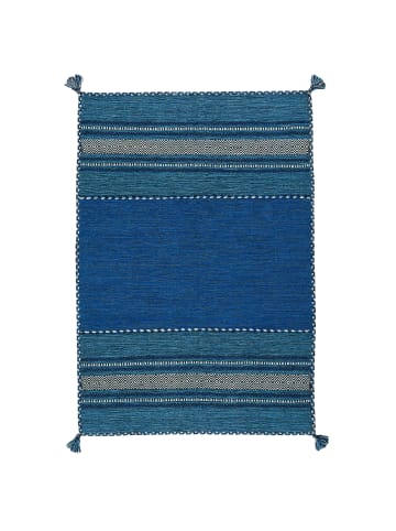 Pergamon Natur-Teppich Kelim Navarro in blau