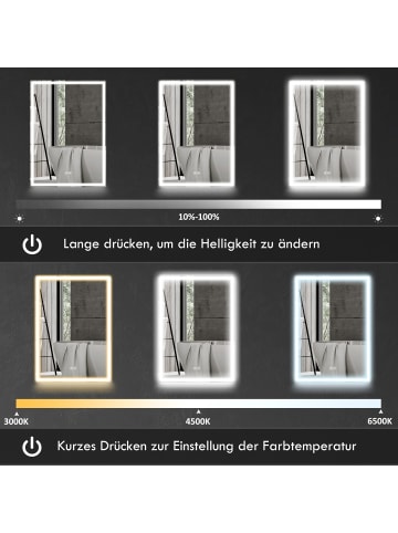 HOMCOM Spiegelschrank-50L x 12,8B x 70H cm-Schwarz