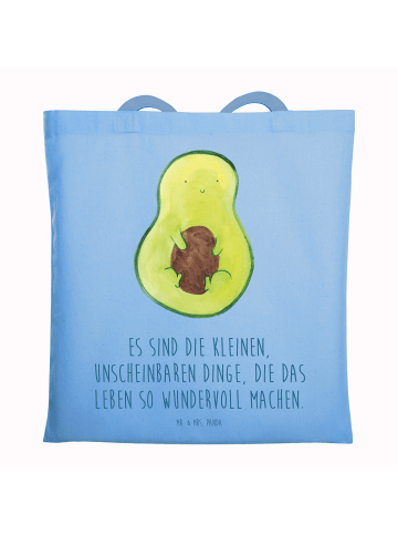 Mr. & Mrs. Panda Tragetasche Avocado Kern mit Spruch in Sky Blue