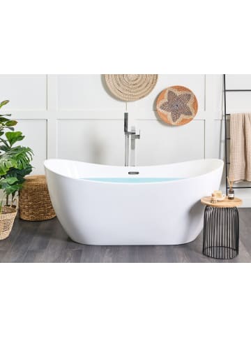 Beliani Freistehende Badewannen ANTIGUA in Weiß/Silber - (W) 77 x (H) 72 x (L) 170 cm