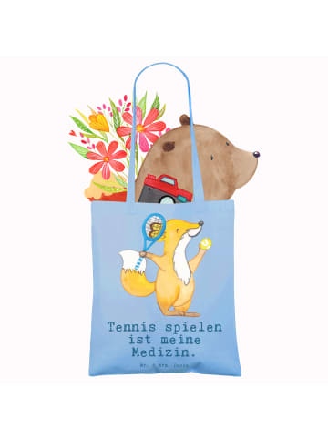 Mr. & Mrs. Panda Schultasche Fuchs Tennis spielen mit Spruch in Sky Blue