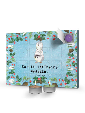 Mr. & Mrs. Panda Adventskalender Pinguin Karate mit Spruch in Eisblau