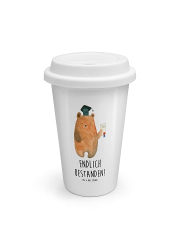 Mr. & Mrs. Panda To Go Becher Bär Prüfung mit Spruch in Weiß