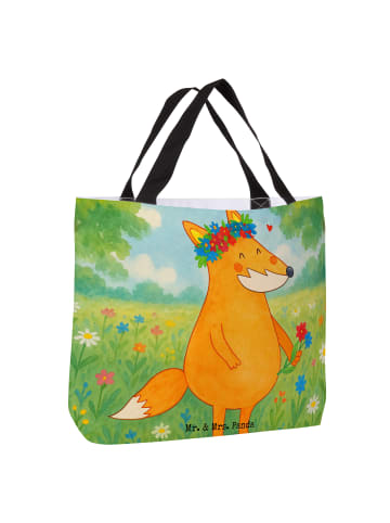 Mr. & Mrs. Panda Shopper Fuchs Blumen Design ohne Spruch in Weiß