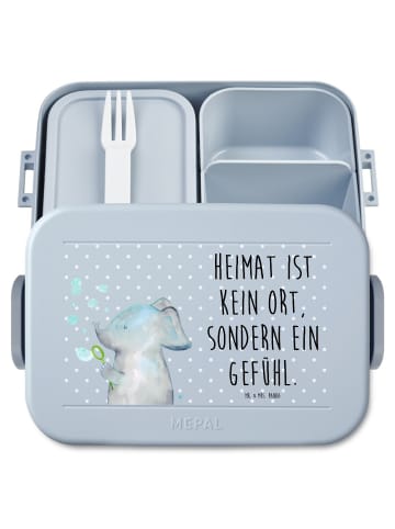 Mr. & Mrs. Panda Snackbox Elefant Seifenblasen Motiv mit Spruch in Blau Pastell
