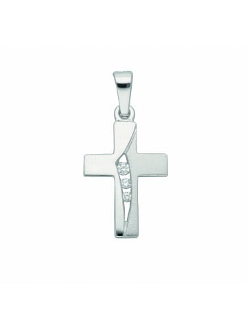 Adeliás 925 Silber Kreuz Anhänger mit Zirkonia in silber