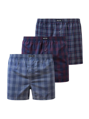 SNOCKS American Woven Boxershorts aus Bio-Baumwolle Big Check 3 Stück