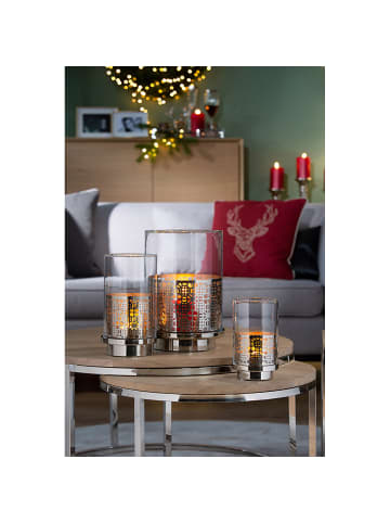 Fink Windlicht "Biala" in Silber - H. 20,5 cm - D. 12,6 cm