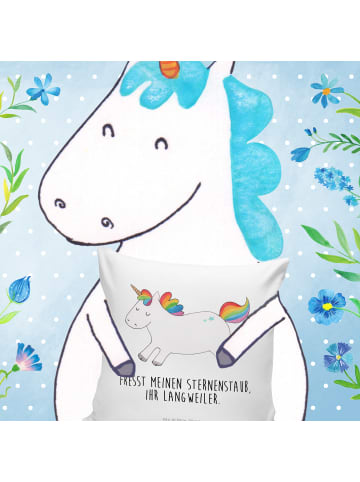 Mr. & Mrs. Panda Kissen Einhorn Happy mit Spruch in Weiß