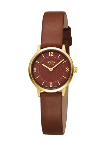 Boccia Damenarmbanduhr Quarz Titan Braun/Goldfarben