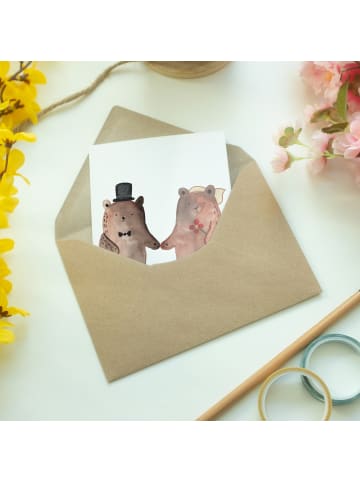 Mr. & Mrs. Panda Klappkarte Bär Heirat ohne Spruch in Weiß