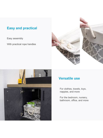 Intirilife Aufbewahrungskorb Box Organizer mit Henkel 41x31.5x21cm in Grau mit Muster