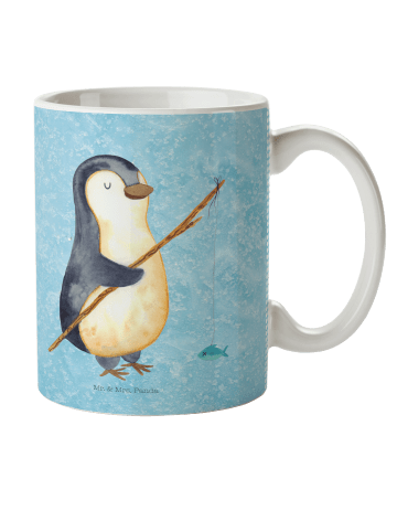 Mr. & Mrs. Panda Haferl Pinguin Angler ohne Spruch in Eisblau