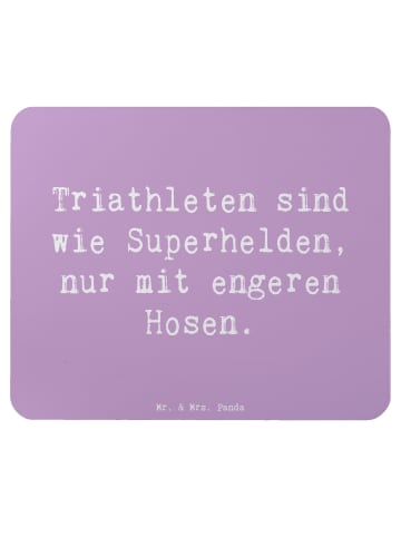 Mr. & Mrs. Panda Maus-Pad Spruch Triathlon Superheld mit Spruch in Lavendeltraum