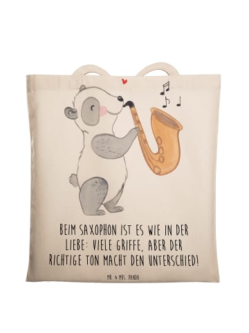 Mr. & Mrs. Panda Schultertasche Saxophon Liebe mit Spruch in Creme
