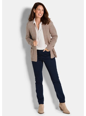 GOLDNER Kurzgröße:  Langarm Melange-Cardigan, flauschig in beige / gemustert