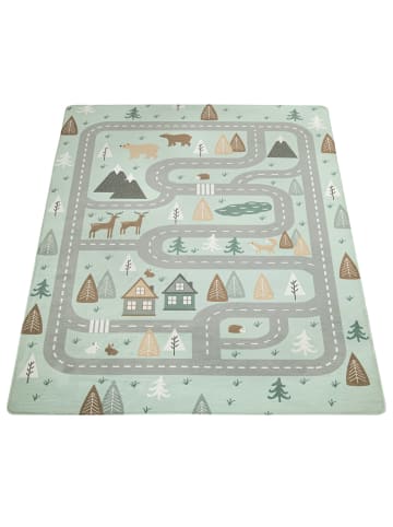 KADIMA DESIGN Kinderteppich waschmaschinenwaschbar Waldwege Kinderzimmer in Türkis