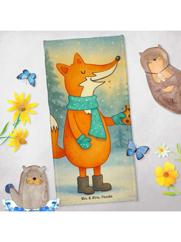 Mr. & Mrs. Panda Handtuch Fuchs Keks Design ohne Spruch in Türkis Pastell