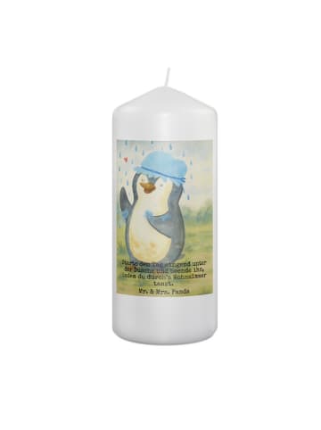 Mr. & Mrs. Panda Kerze Pinguin Duschen Design mit Spruch in Weiß