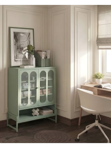 Beliani Büroschrank SOLETTA in Grün - (W) 84 x (H) 108 x (L) 35 cm