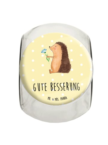 Mr. & Mrs. Panda Bonbonglas Igel Blumen mit Spruch in Gelb Pastell