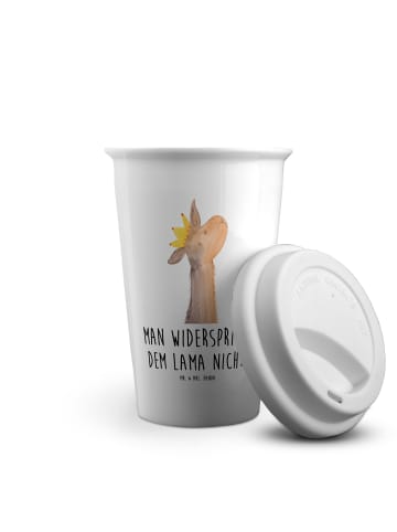 Mr. & Mrs. Panda To Go Becher Lamakopf König mit Spruch in Weiß