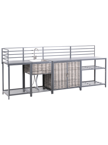 Beliani 4er-Set Gartenküche MIRADOR in Grau/Beige