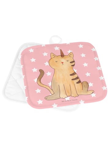 Mr. & Mrs. Panda 2er Set Topflappen  Einhorn Katze ohne Spruch in Rot Pastell