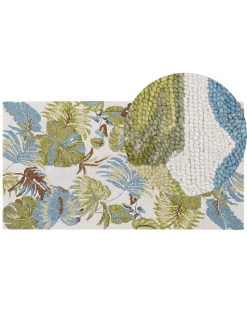 Beliani Kurzflor KINIK in Bunt/Braun/Blau - (W) 80 x (H) 1.5 x (L) 150 cm