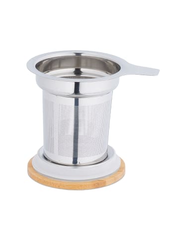 relaxdays Teeglas in Transparent/ Natur - 430 ml