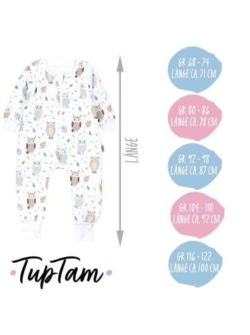 TupTam Baby Schlafsack mit Beinen und Ärmel ganzjährig in weiß/beige
