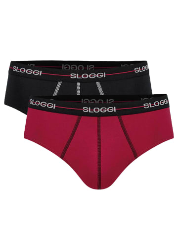 Sloggi Slip 2er Pack in Schwarz/Rot