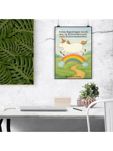 Mr. & Mrs. Panda Bild Einhorn Regenbogen Design mit Spruch in Weiß