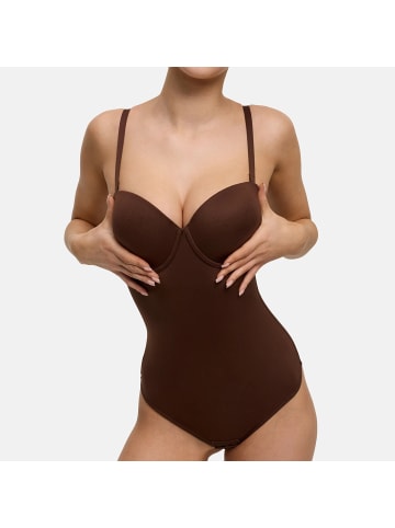 CFAB Push-Up-Bodysuit mit String in Braun