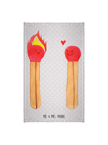 Mr. & Mrs. Panda Gästehandtücher Streichhölzer ohne Spruch in Grau Pastell
