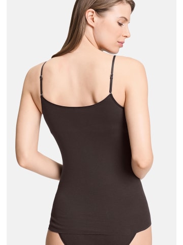 Hanro Spaghetti Top Cotton Seamless in Dark mocha
