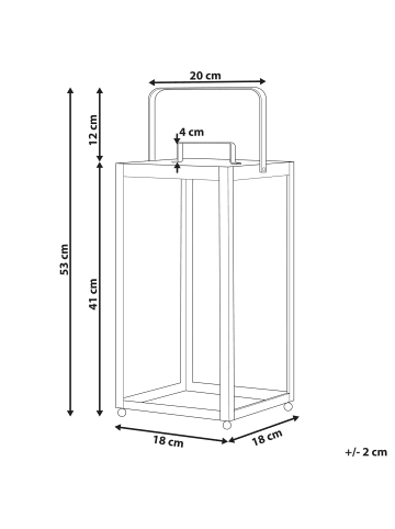 Beliani Laterne LEPAR in Schwarz - (W) 18 x (H) 53 x (L) 18 cm