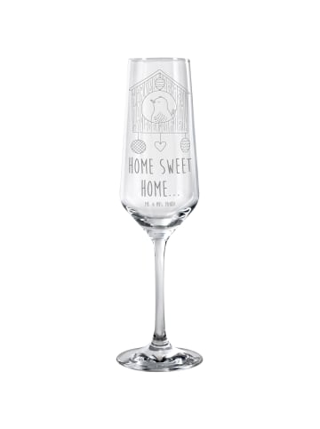 Mr. & Mrs. Panda Sektglas Vogelhaus Home mit Spruch in Transparent